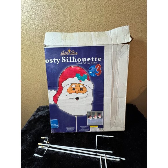 Vintage Brite Star Frosty Silhouette Set Of 3 Lighted Pathway Markers Outdoor - Picture 1 of 4